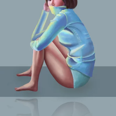 坐在地上的女孩