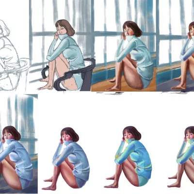 坐在地上的女孩