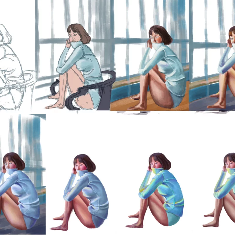 坐在地上的女孩