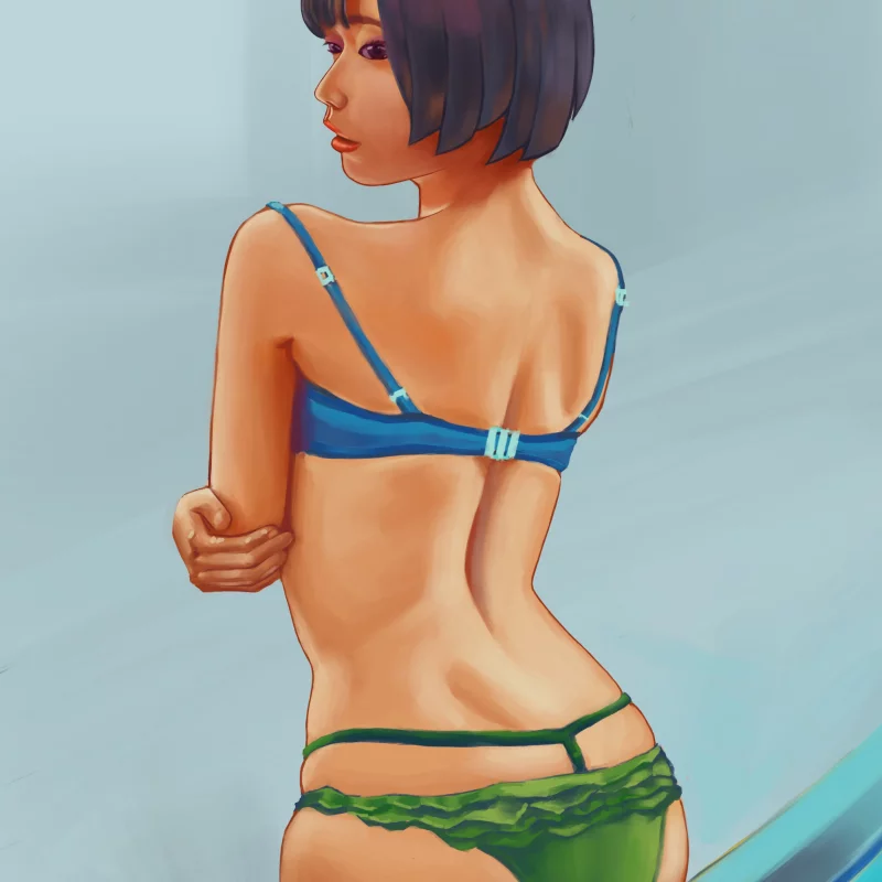 短发姑娘-青春色彩