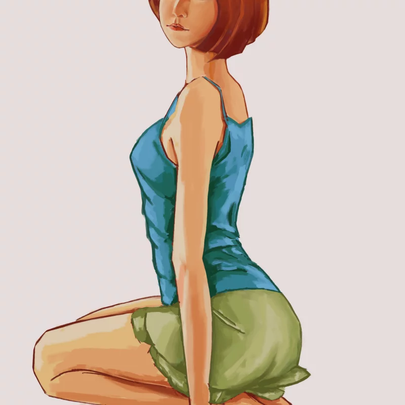 短发姑娘-青春色彩