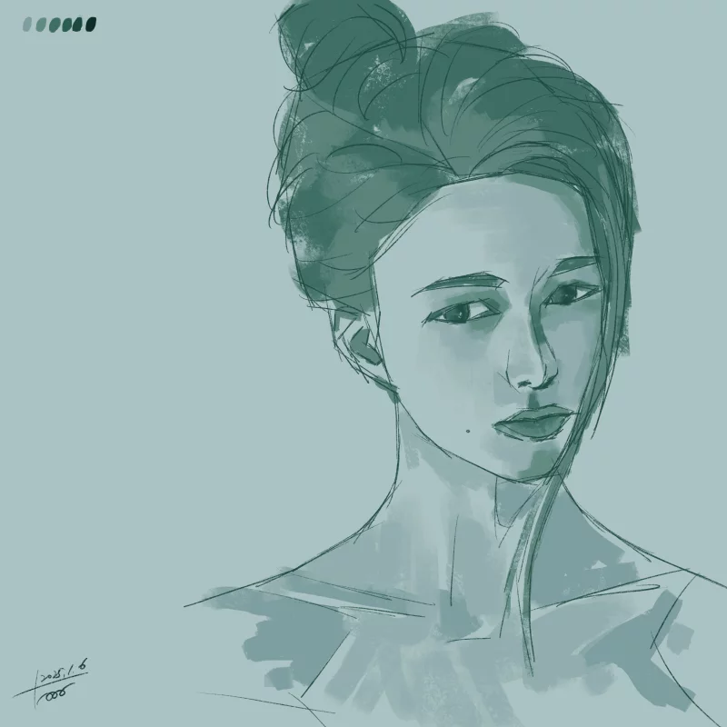 青色板绘手稿