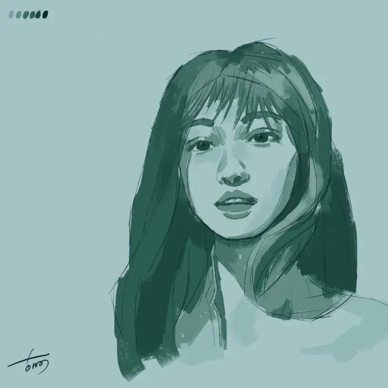 青色板绘手稿